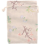 95x140mm Jute-effect polycotton pouch floral pattern - Beige - Multicolored x1|raw }}