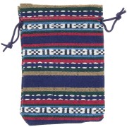 95x140mm Jute-effect synthetic canvas pouch - ethnic pattern - Multicolored x1|raw }}