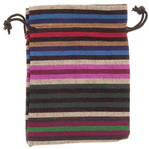 95x140mm Jute-effect synthetic canvas pouch - stripes - Multicolored x1