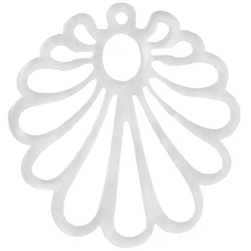 28x26mm Hollow acrylic shell pendant - Pearlescent white x1