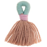 43mm Large cotton tassel with tie - Brown - Sage green x1|raw }}