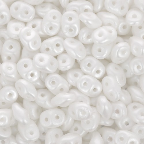 2.5x5mm SuperDuo - Pearl Coat Snow x10g
