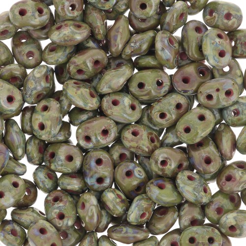 2.5x5mm SuperDuo - Opaque Olivine Picasso x10g
