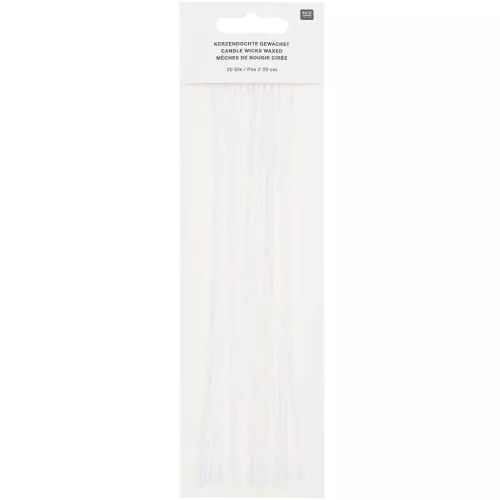 Set of 20 waxed flat wicks of 20cm for candles - Rico design - White x1