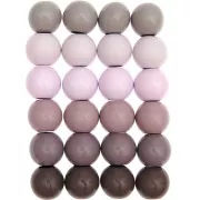25mm Set of 24 large-hole round wooden beads for macramé - Multi-pink x1