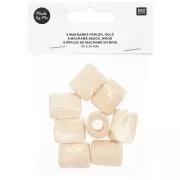 Set of 8 large-hole wooden tube beads 24x20mm for macramé - Natural x1