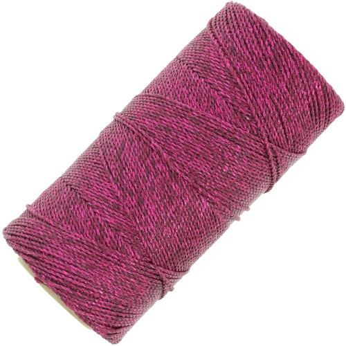 1.2 mm Linhasita waxed thread - micro macramé Dark pink metallic (Pink) x135m