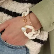 18x16mm Heart Pendant gemstone onium oxide - Gold - Pink Chalcedony