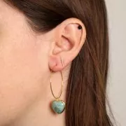 18x16mm Heart Pendant gemstone onium oxide - Gold - Pink Chalcedony