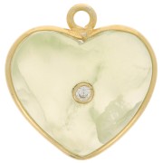 18x16mm Heart Pendant gemstone onium oxide - Gold - Prehnite x1& zirc|raw }}