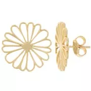 20mm Hollow Flower Stud Earrings - Fine Gold plating x2