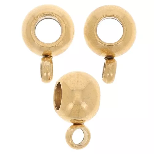 9x6mm 304L Stainless Steel charm Beads for 2.5mm cord - Gold x4