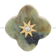 13mm faceted clover bead in gemstone & zirconium oxide - African Turquoise x1|raw }}