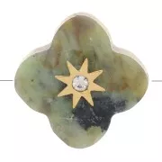 13mm faceted clover bead in gemstone & zirconium oxide - African Turquoise x1