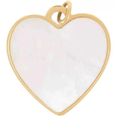 19x17mm 316L stainless steel Mother-of-pearl heart pendant and open ring - Gold x1