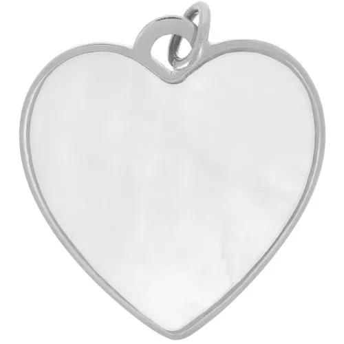 19x17mm 316L stainless steel Mother-of-pearl heart pendant and open ring x1