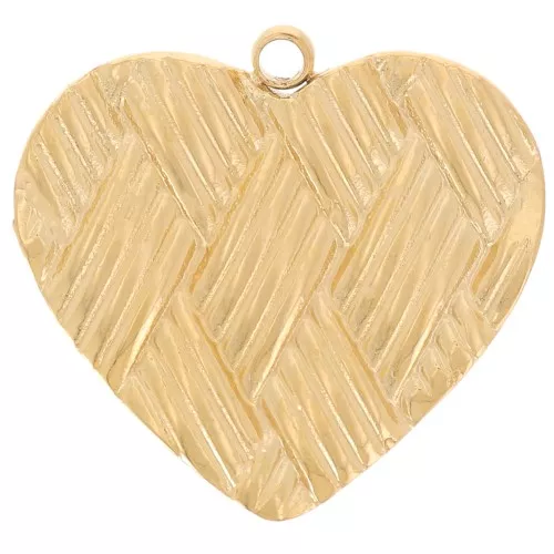 15x16mm 304L stainless steel Braided-effect heart pendant - Gold x1
