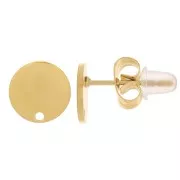 8mm Stainless steel 316L Smooth round earstuds - Gold x2