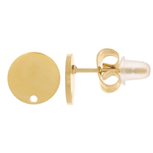 8mm Stainless steel 316L Smooth round earstuds - Gold x2