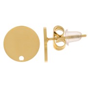 Smooth round stud earstuds 10 mm - Stainless steel 304 - Gold x2