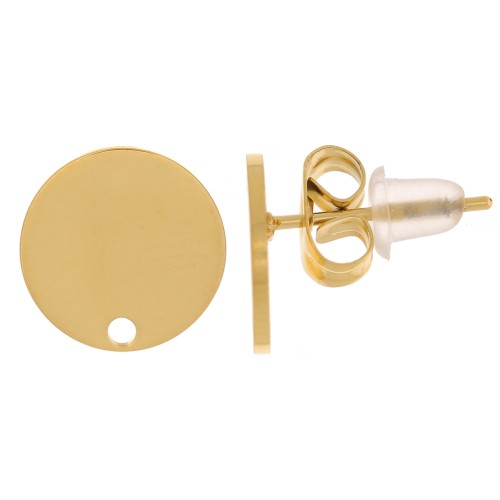 10 mm Smooth Round Earstuds - 316L Stainless Steel - Gold-Plated (2-Pack)