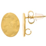13x10mm 316L stainless steel Hammered oval earstuds - open hoop - Gold x2|raw }}