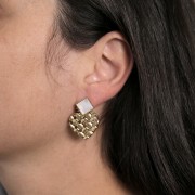 15x13mm Stainless steel 316L earStuds small balls and mother-of-pearl - Gold x2