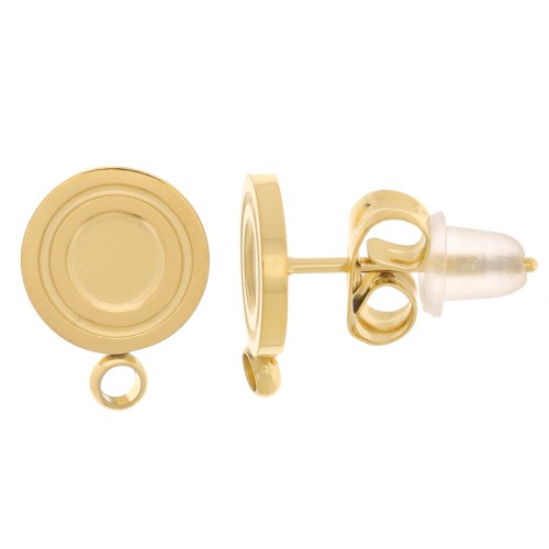 8mm 316L stainless steel round earstuds for 4mm cabochon - Gold x2