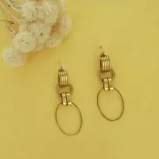 12x5.5mm 304L Stainless Steel Ribbed Hollow Design EarStuds - Gold x2