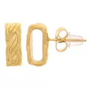 12x5mm 304L stainless steel braided-effect hollow-design earstuds - Gold x2