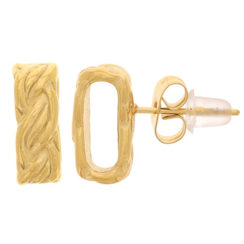 12x5mm 304L stainless steel braided-effect hollow-design earstuds - Gold x2
