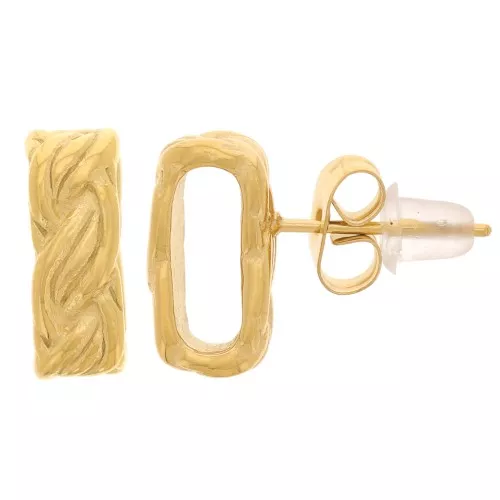12x5mm 304L stainless steel braided-effect hollow-design earstuds - Gold x2