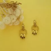 12x5mm 304L stainless steel braided-effect hollow-design earstuds - Gold x2