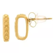 12x3mm 304L stainless steel Textured hollow design earstuds - Gold x2