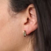 12x3mm 304L stainless steel Textured hollow design earstuds - Gold x2