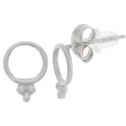 8mm 316L stainless steel hollow circle earstuds with small balls x2