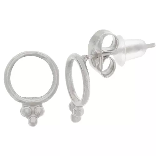 8mm 316L stainless steel hollow circle earstuds with small balls x2