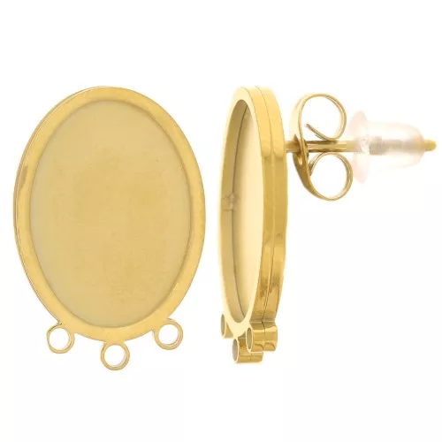 14x10mm 316L stainless steel Oval cabochon earstuds - gold x2