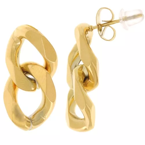22x11mm - Stainless steel 304L chain earStuds - Gold x2