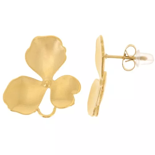 20x21mm 304L stainless steel Flower earstuds with closed ring - Gold x2