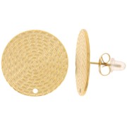 20mm Stainless steel 316L Textured round stud earrings - Gold x2