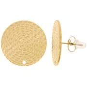 20mm Stainless steel 316L Textured round stud earrings - Gold x2