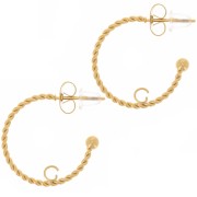 20mm 304L Stainless Steel Twisted hoop earrings - open ring - gold x2|raw }}