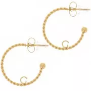 20mm 304L Stainless Steel Twisted hoop earrings - open ring - gold x2