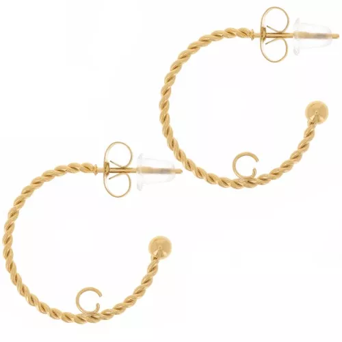 20mm 304L Stainless Steel Twisted hoop earrings - open ring - gold x2