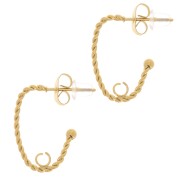 19x15mm 304L Stainless Steel Twisted oval hoop earrings - open ring - gold x2