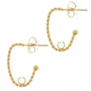 19x15mm 304L Stainless Steel Twisted oval hoop earrings - open ring - gold x2