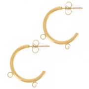 20mm Stainless steel 304L Open hoop earring with 2 open rings - Gold x2|raw }}