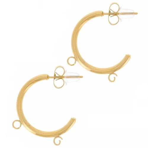 20mm Stainless steel 304L Open hoop earring with 2 open rings - Gold x2