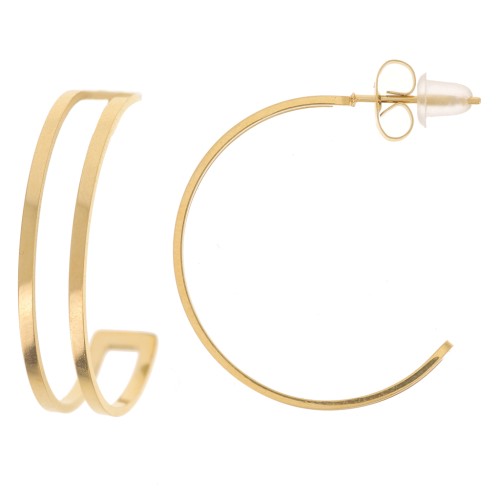 27mm Stainless steel 316L Double wire bead weaving hoop - Gold x2